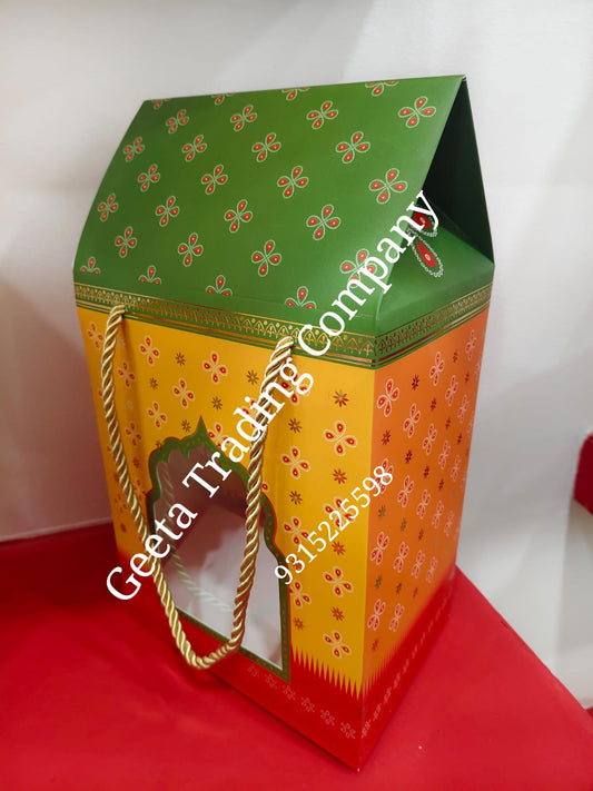 Premium Hut Shape Hamper Box With Gold Foiling