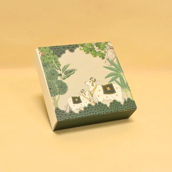 9 Cavity Pichwai Art Slider Chocolate Box | 5.5x5.5x1.5 Inches