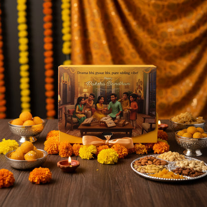 Rakhi Special Hamper Packaging Box With Ribbon - 7.5 by 6 by 2”