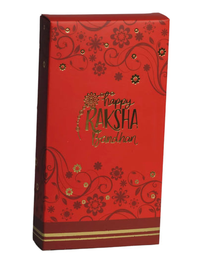 Rakhi Special Chocolate Bar Packaging Box With Golden Leaf