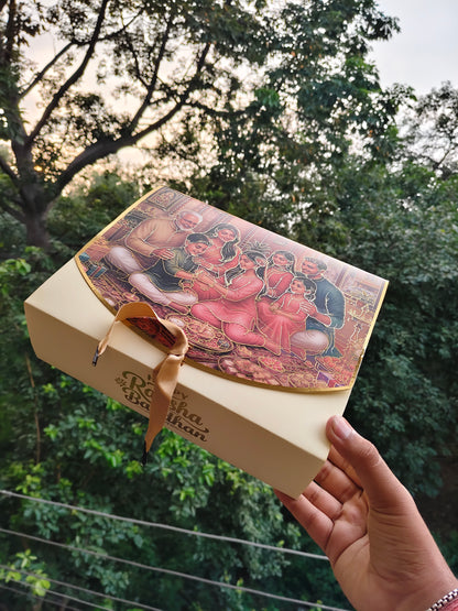 Rakhi Special Premium Hamper Packaging Box With Ribbon - 10 by 8 by 3”