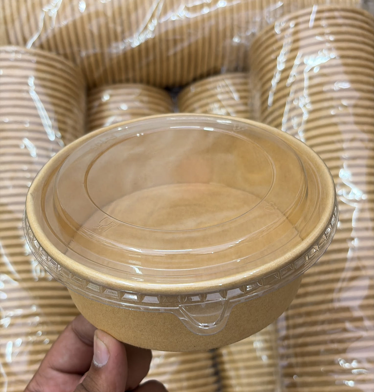 500ML Kraft Tub With Transparent Lid / Salad Bowl