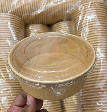 500ML Kraft Tub With Transparent Lid / Salad Bowl