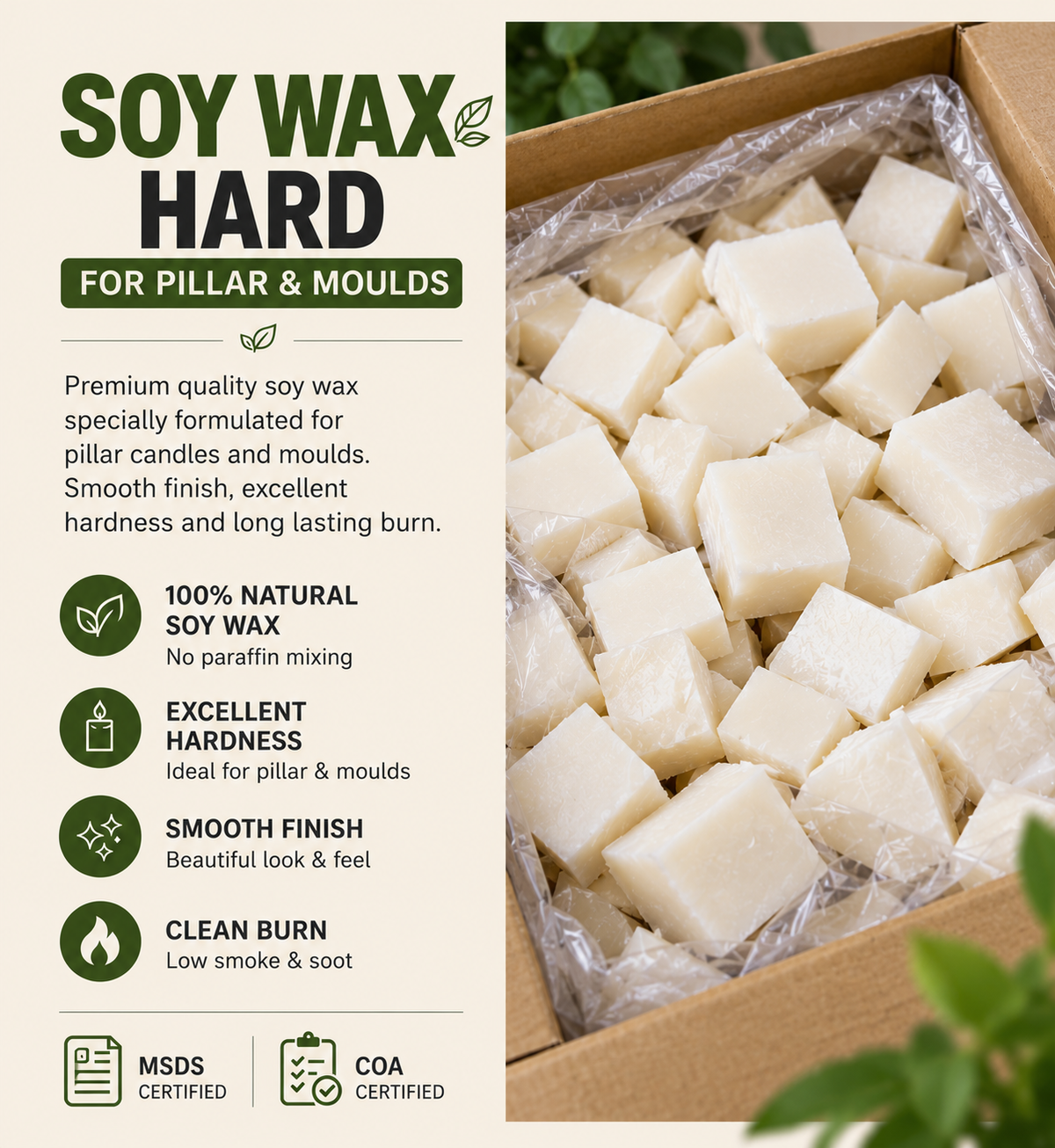Soy Wax Hard - Pillar (Best for Moulds)