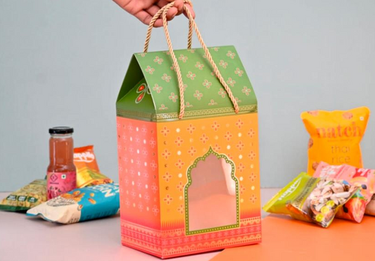 Premium Hut Shape Hamper Box With Gold Foiling