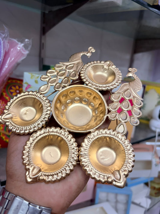 Peacock Metal Diya Urli