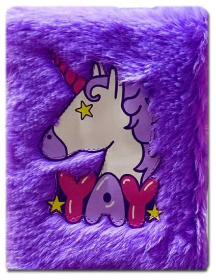 Premium Unicorn Fur Purple Diary, Fur Diary for Return gift