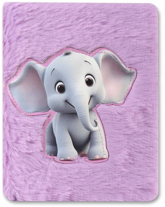 Premium Fur Elephant Purple Diary, Fur Diary for Return gift