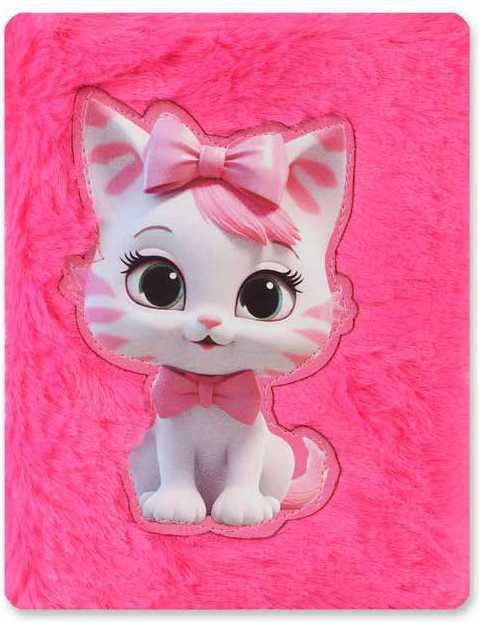 Premium Fur Pink Kitty Diary, Fur Diary for Return gift