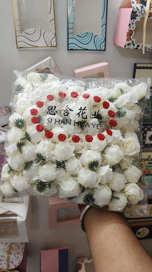 White Flowers For Cake Decoration, Pack Of 100 Pcs