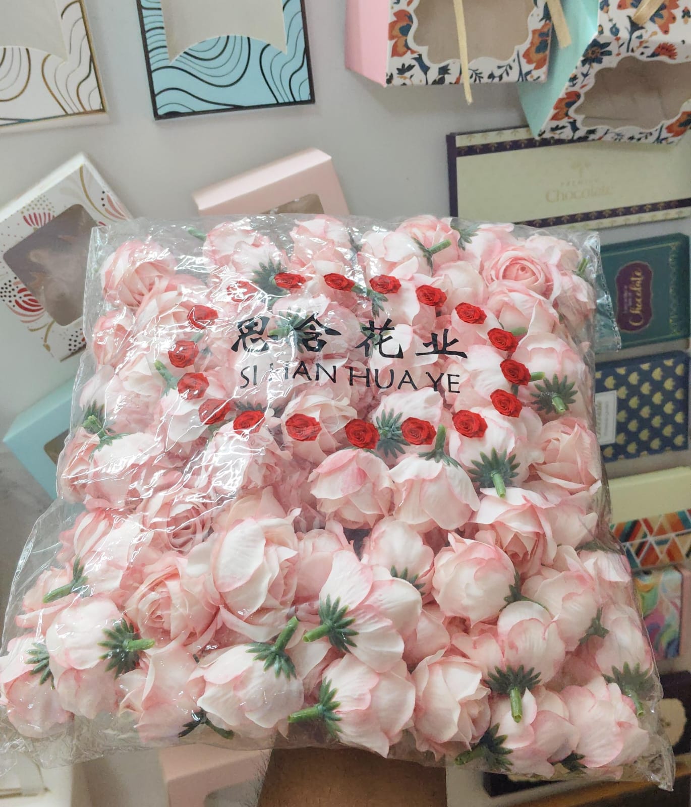 Pink Flowers For Cake Decoration, Pack Of 100 Pcs