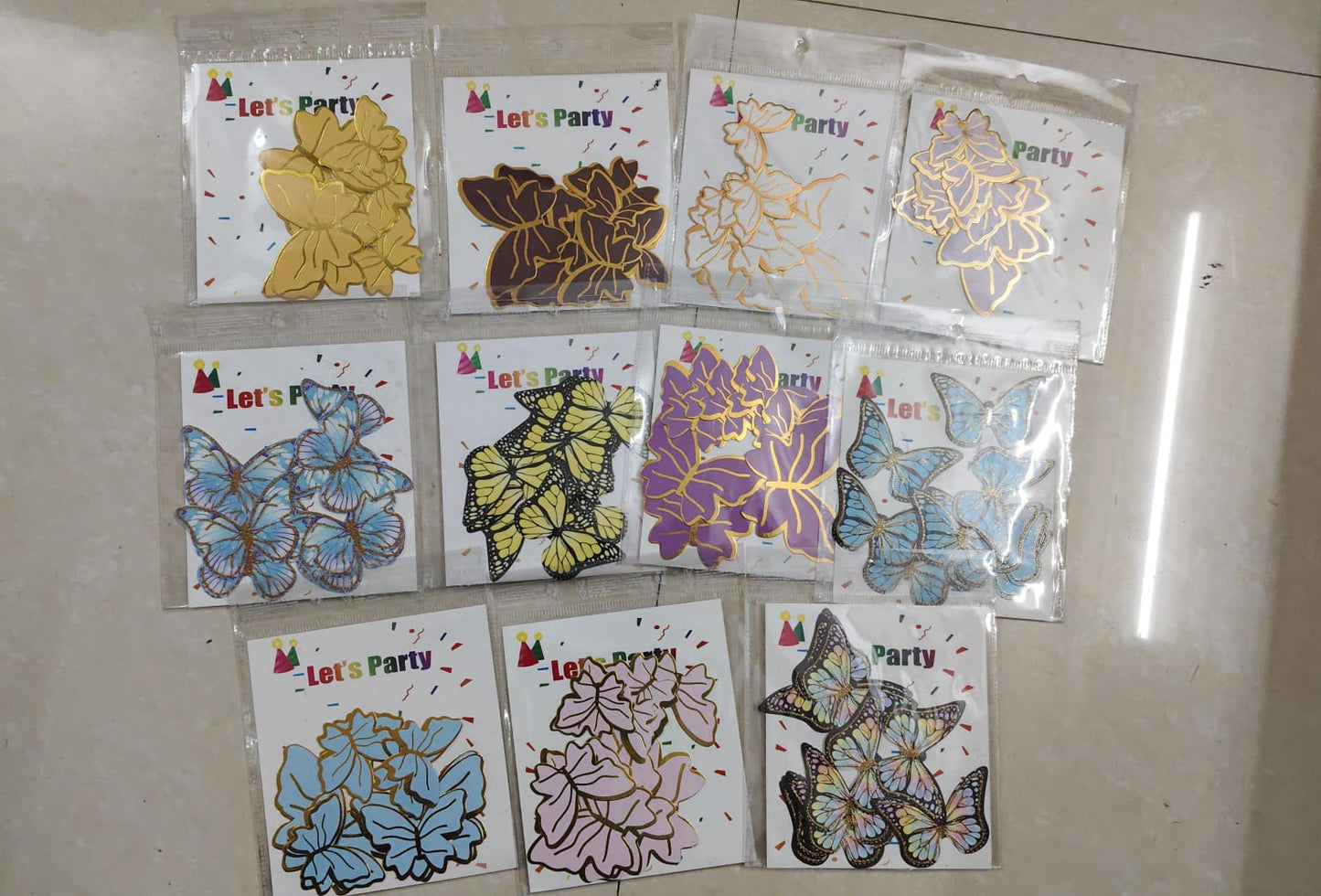Paper Butterfly With Golden Border 10 pcs